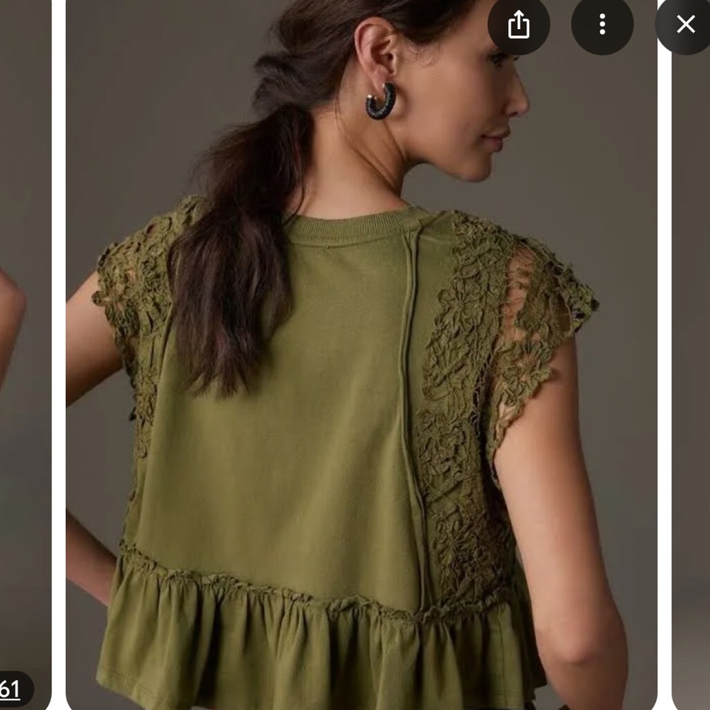 Anthropologie Green Baby Doll Blouse Top - Picture 2 of 12
